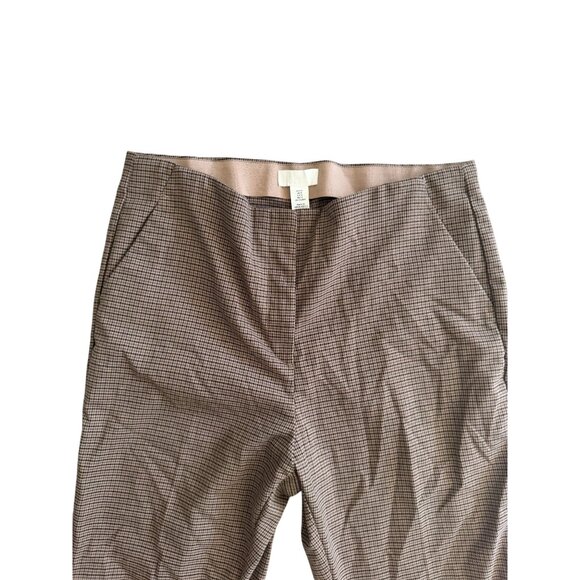 H&M Brown Houndstooth Plaid Wide Leg Pull On Dress Pants Size US 14 NEW NWT - Picture 5 of 10